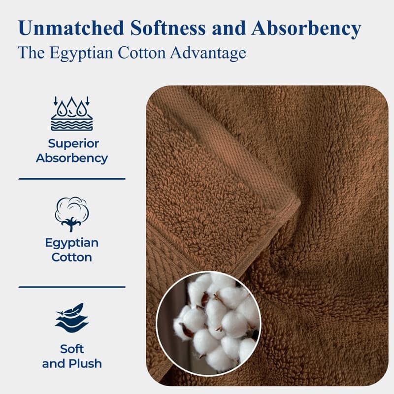 Superior Luxury Egyptian Cotton Bath Towel Set of 4 Ultra Plush, Heavyweight, Absorbent Spa & Hotel Quality Bath Towels Set
