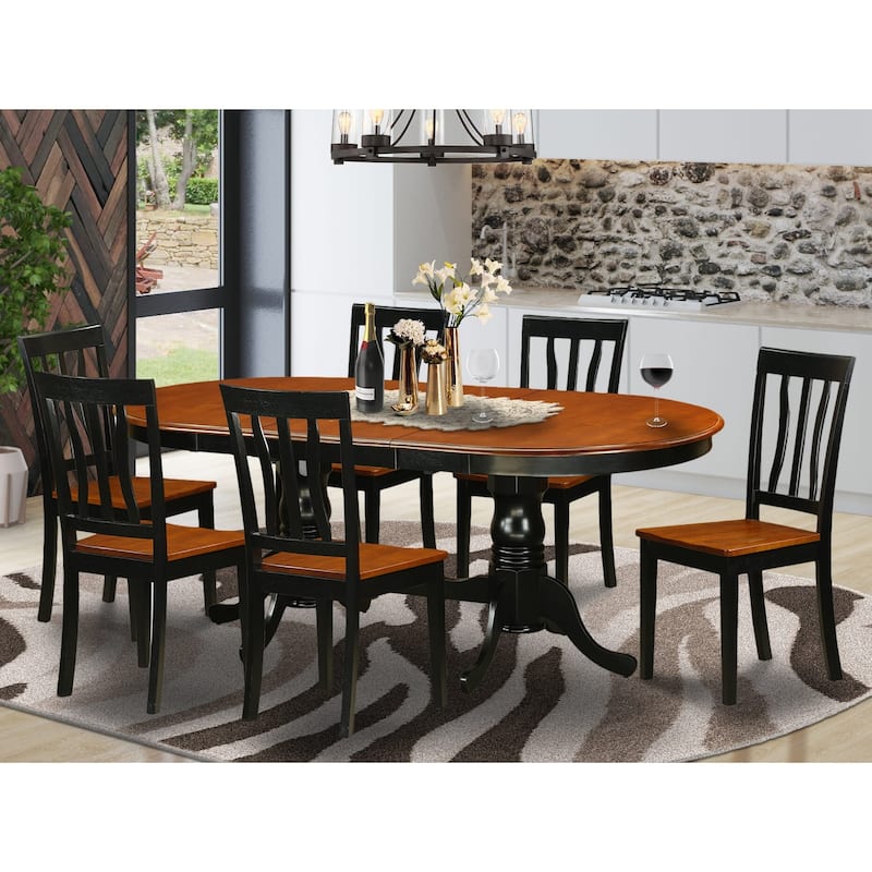 East West Furniture Dining Table Set Consist of an Oval Table with Butterfly Leaf and Dining Chairs (Chair Seat Type Options)