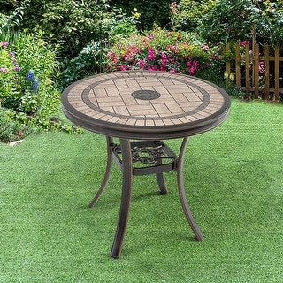 Clihome 31-In Patio Round Tile-Top Dining Table
