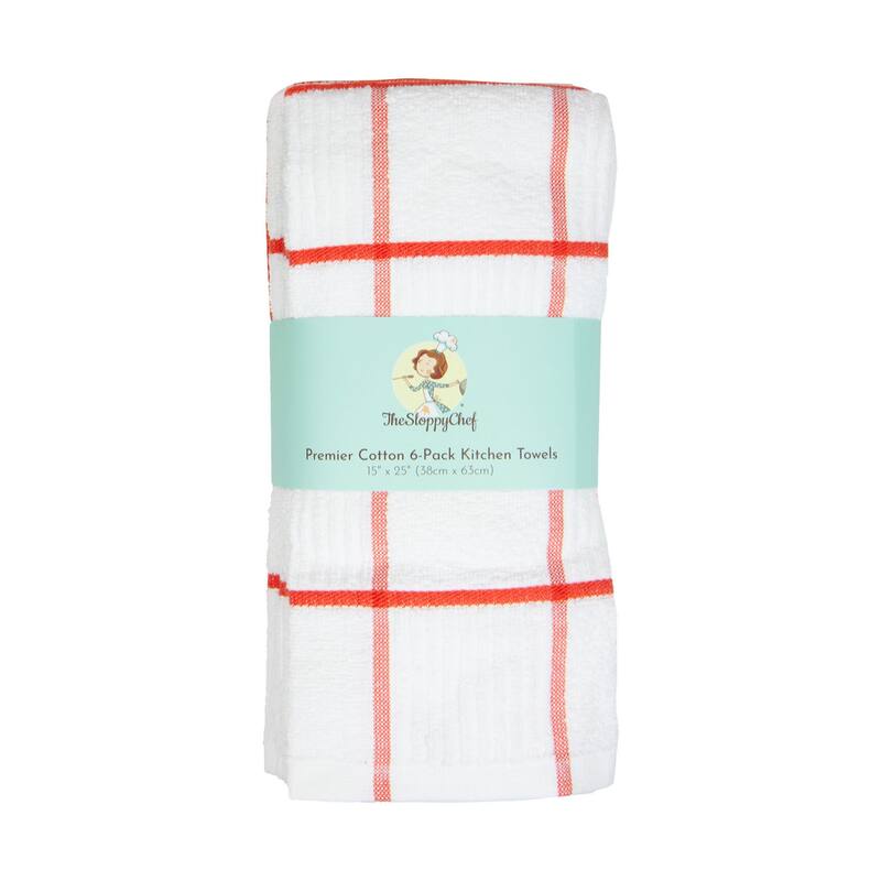 The Sloppy Chef Premier 6-Piece Windopane Kitchen Towels - 15x25