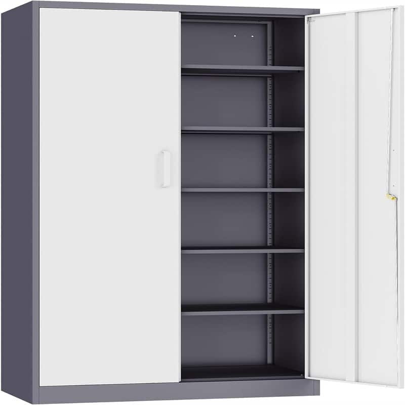 Metal Garage Storage Cabinet - Gray White