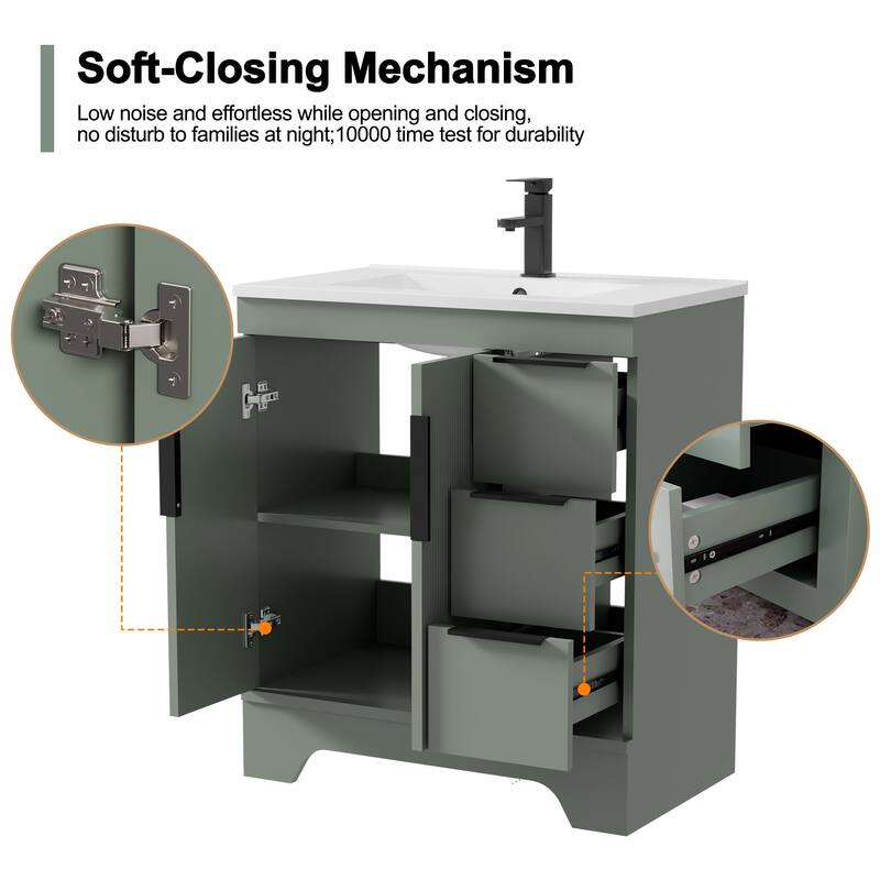 Vertical Stripes Bathroom Vanity Set with Sink Top & Faucet