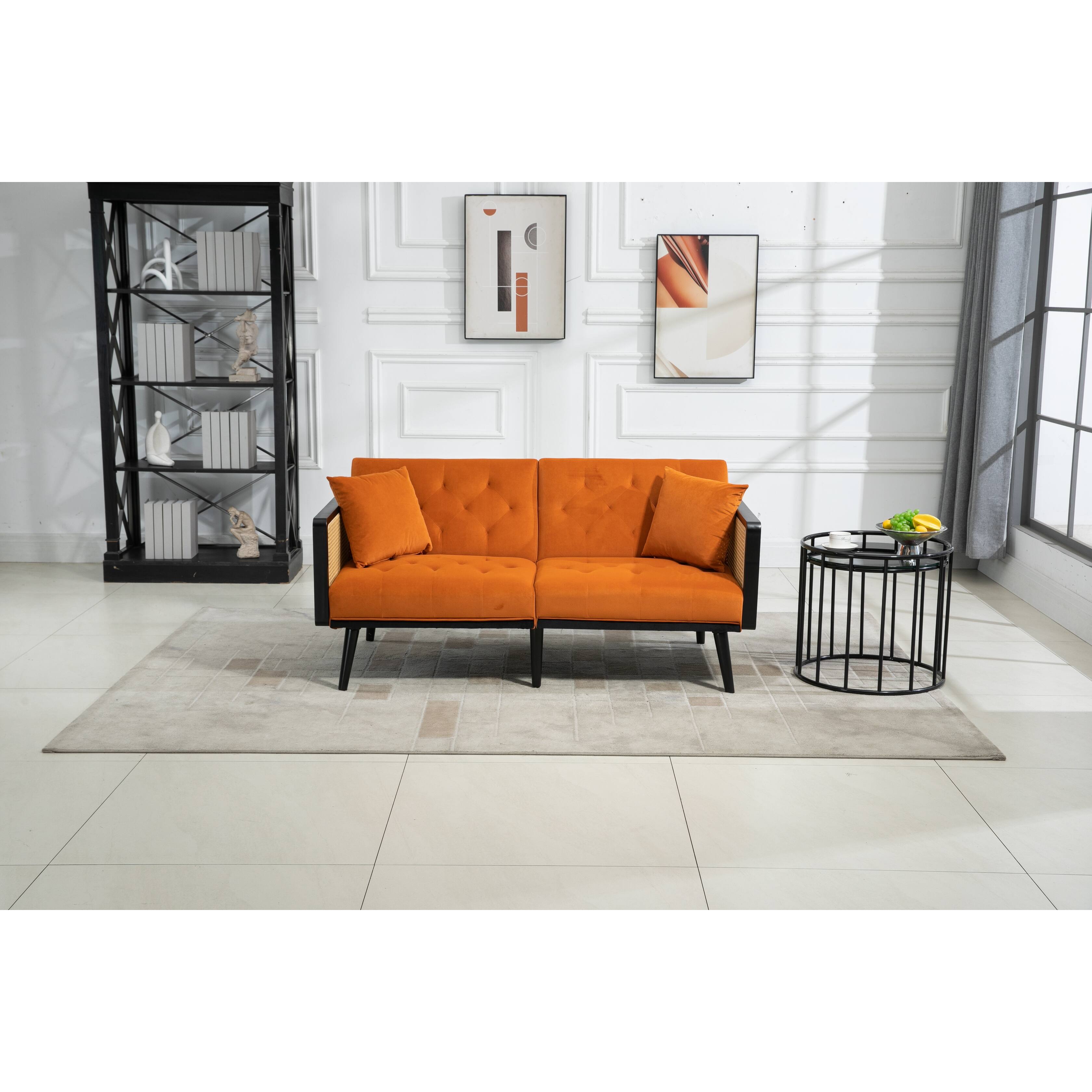 Velvet Loveseat Sofa Convertible Futon Sofa Bed Sleeper Twin Size with