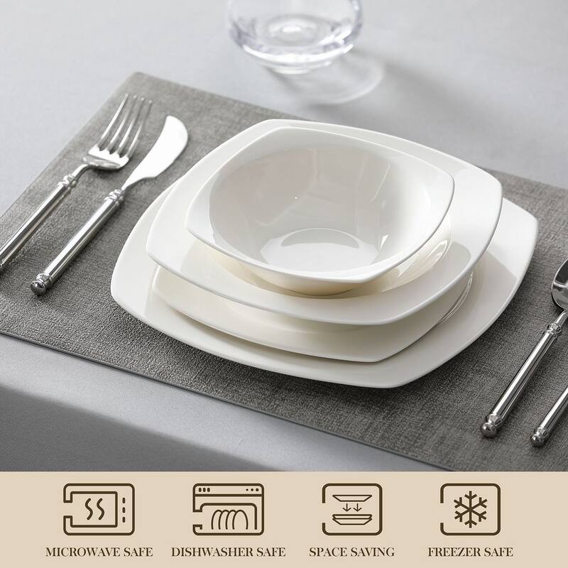 MALACASA 16-Piece New Bone China Dinnerware Set, Service for 4