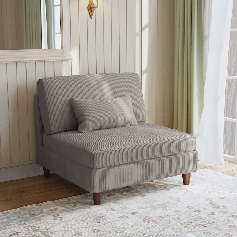 Oversized Storage Sectional Sofa Modular Couch - Light Grey-Armless Sofa