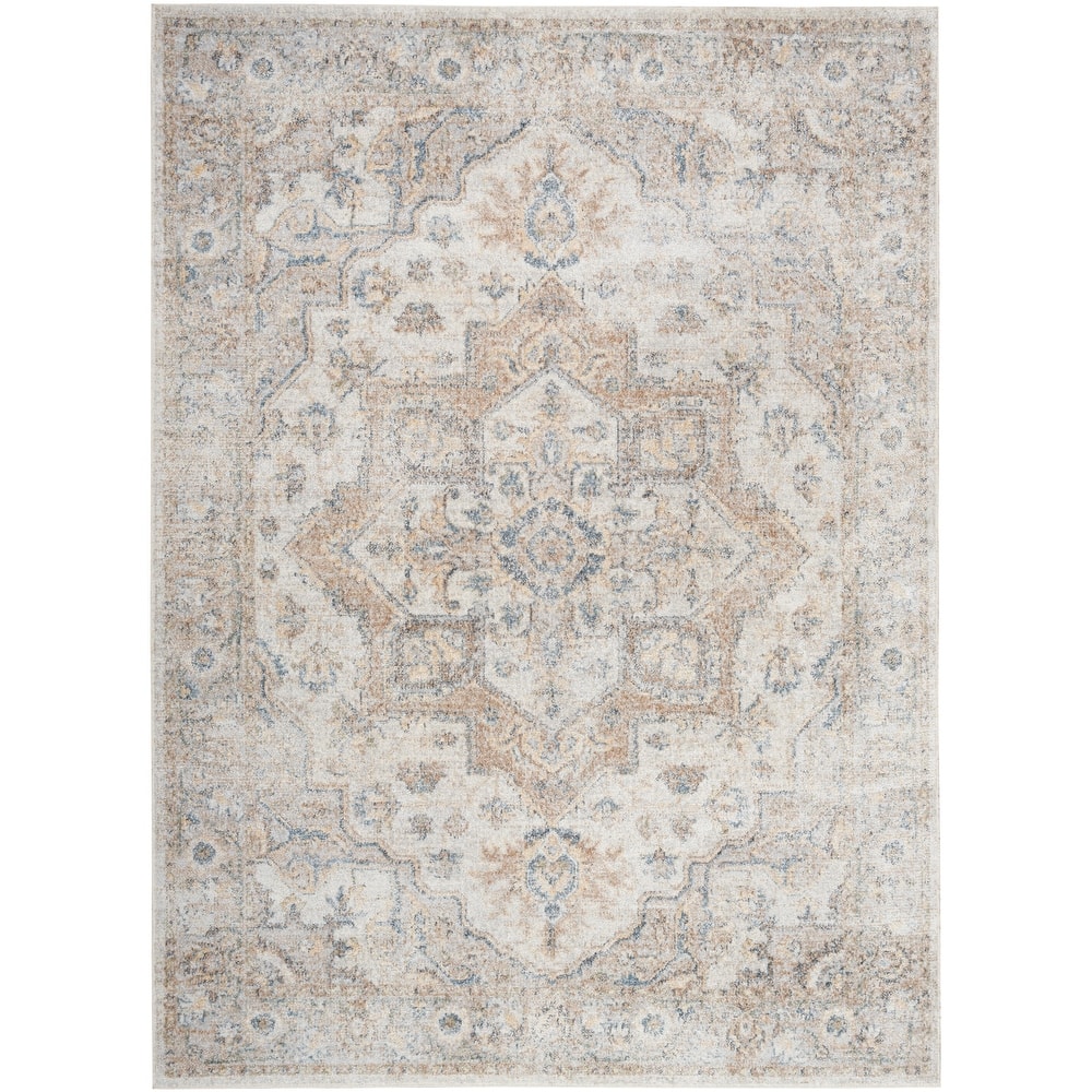 Nourison Abby Machine Washable Indoor only Persian Floral Area Rug.