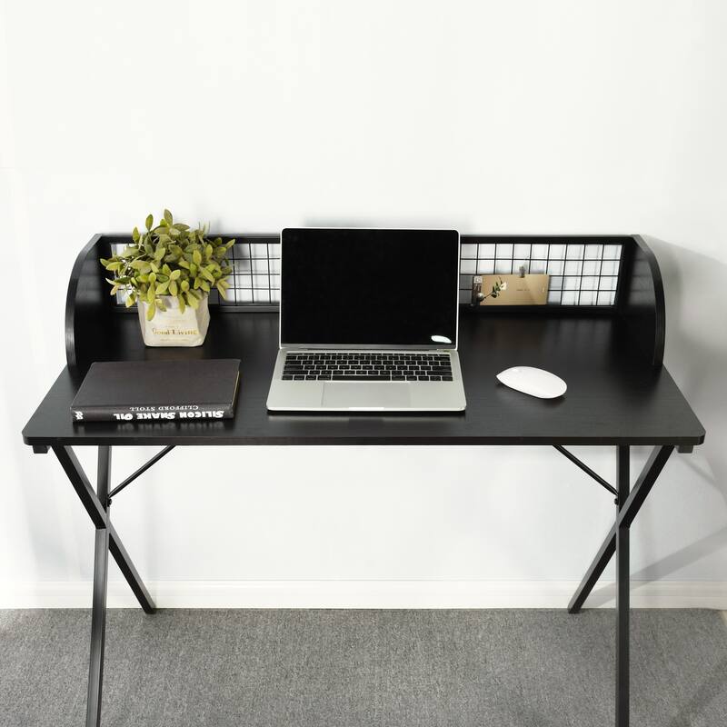 Homy Casa Modern Black Computer Desk, Metal Legs Office Writing Table