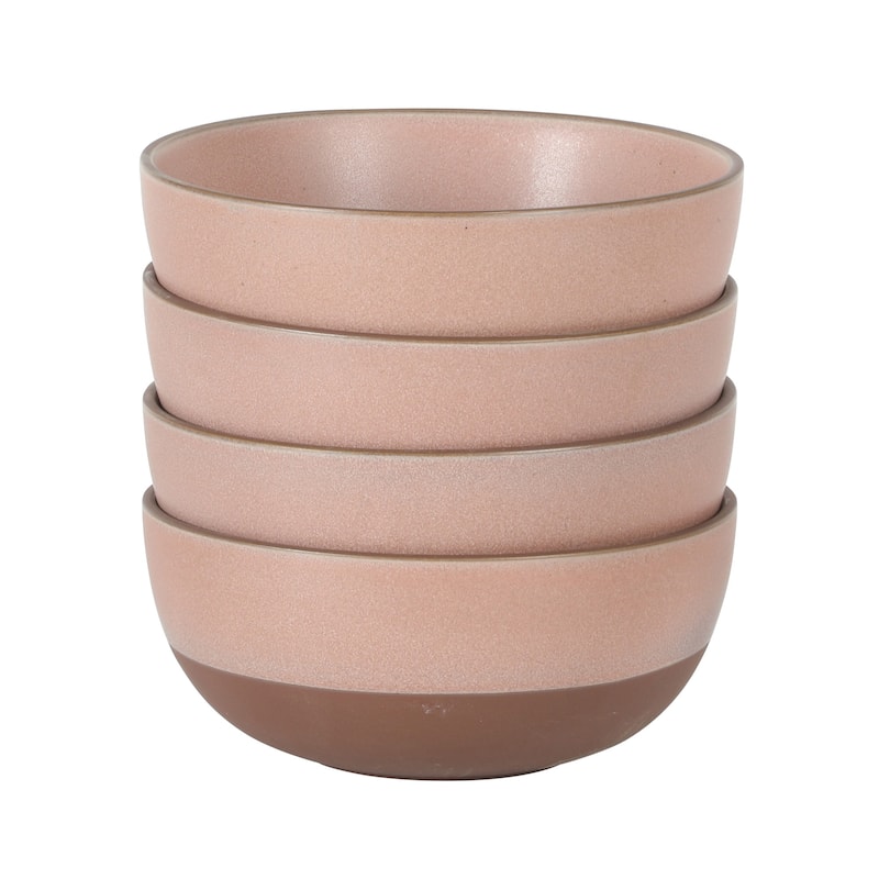 Gibson Elite William Crest 4 Piece Cereal Bowl Set, 6.25" Round Stoneware Reactive Glaze Finish, Soup, Dessert & Snack Bowls