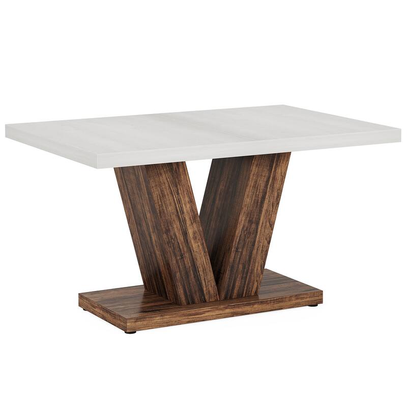 47" Farmhouse Dining Table for 4-6 - White Kitchen & Dinner Table