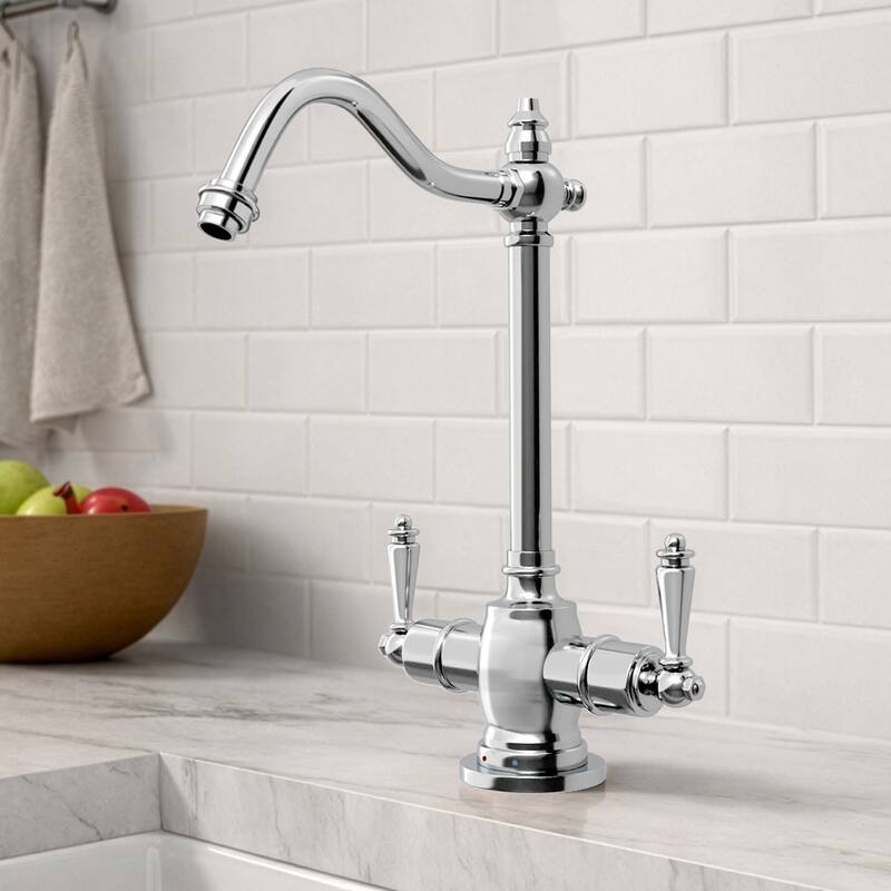 Whitehaus Collection Point of Use Instant Hot/Cold Water Drinking Faucet with Traditional Swivel Spout