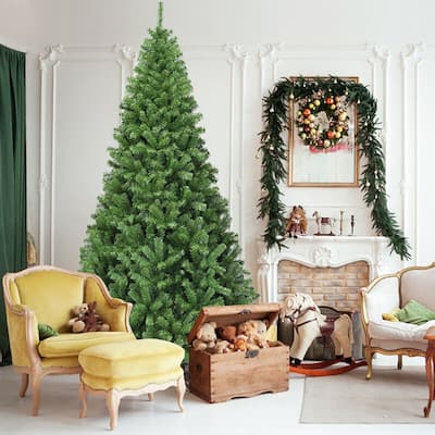 9ft PVC Artificial Christmas Tree 2132 Tips Premium Hinged W/ Legs - 59"x102"