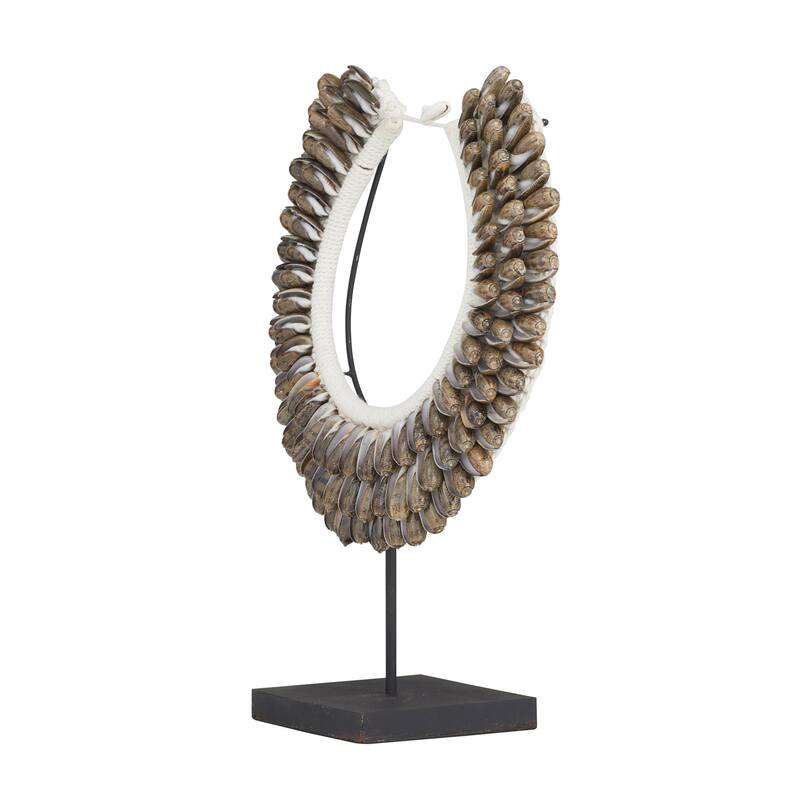 Brown Shell Handmade Necklace Decorative Sculpture with Stand