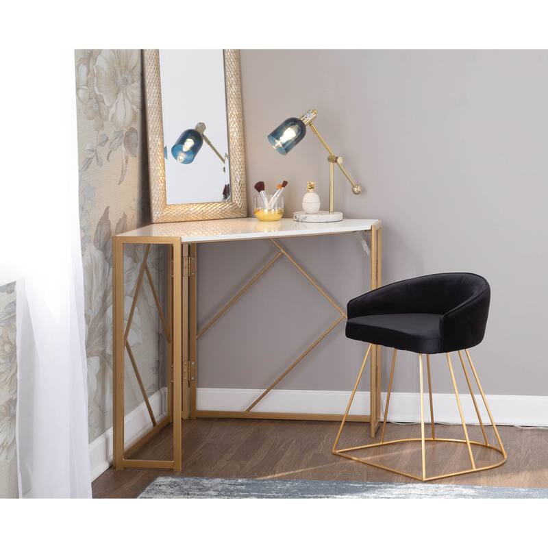 Silver Orchid Haid Velvet Upholstered Vanity Stool