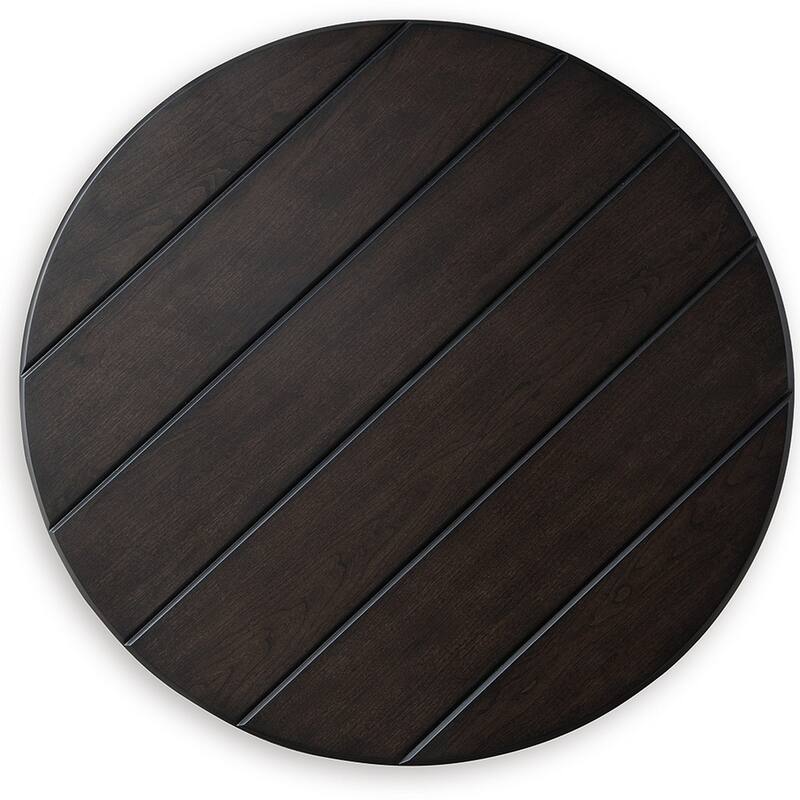 Liu Side End Table w Bottom Shelf, 26 Inch Round Cherry Brown Plank