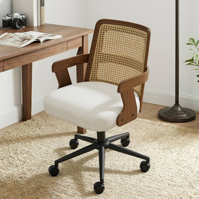 Swivel Home Office Chair Adjustable Height Desk Chair with Wheels and Armrests - 32.7"-36.6"H x 19.9"W x 22.8"D