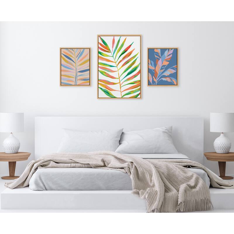 Kate and Laurel Sylvie Leaves Framed Canvas Art Set by Various Artists