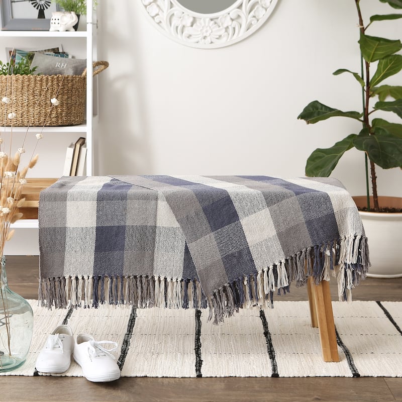 Tri-Color Check Throw
