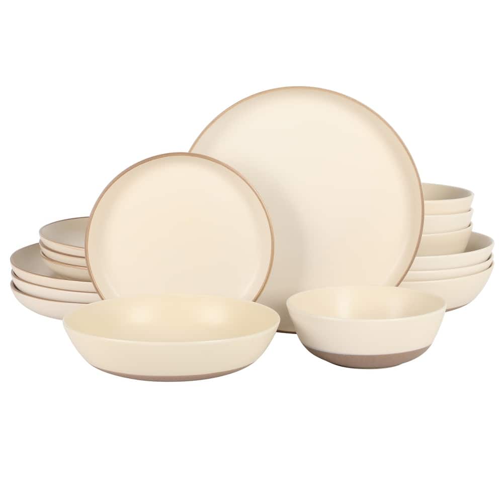 Gibson Elite Laguna Bliss 16 Piece Stoneware Reactive Glaze (Service for 4) Ceramic Plates and Bowls Dinnerware Set