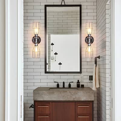 2-Light Water Pipe Wall Sconce with Metal Cages - Antiqued Vintage Industrial Light