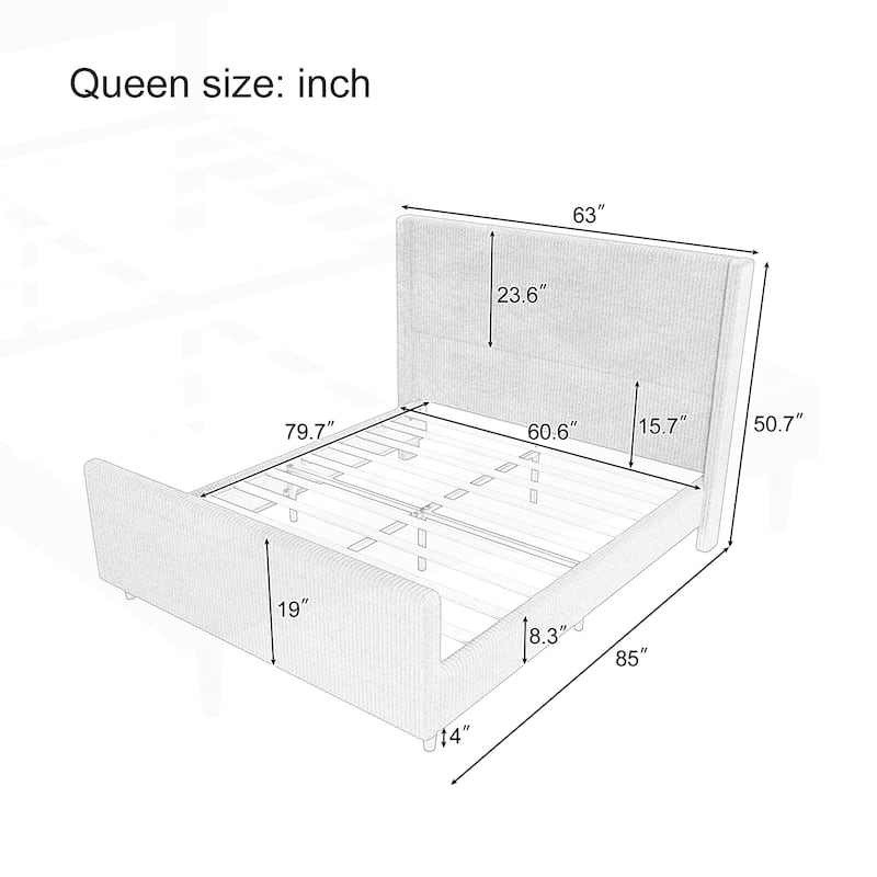 Sturdy and Comfortable Upholstered Bed Frame with Stylish Design for Relaxing Sleep