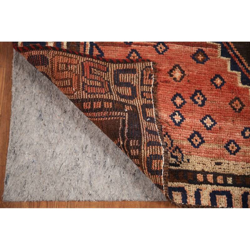 Hand Knotted Oriental 100% Wool Carpet Traditional Tribal Red Qashqai Runner Rug - 8' 7'' X 4' 3''