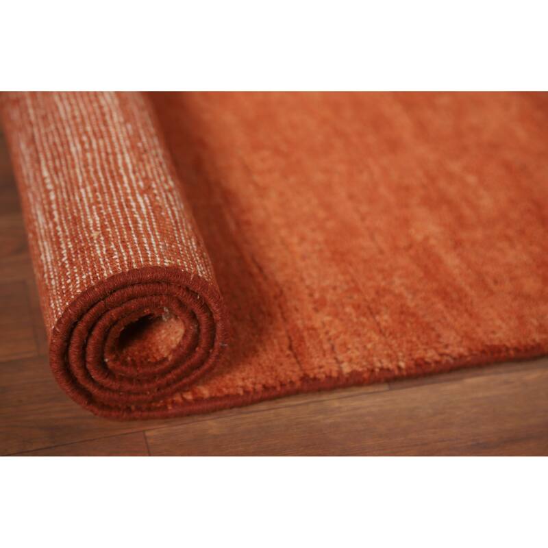 Orange Gabbeh Oriental Foyer Rug Contemporary Handmade Wool Carpet - 3'3"x 4'10"