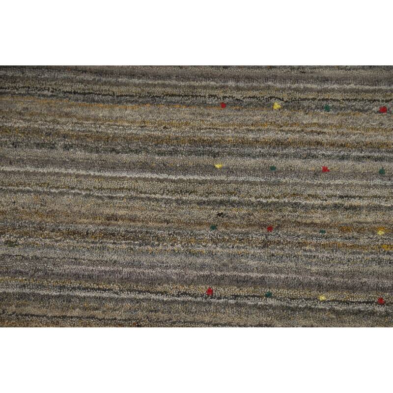 Hand Knotted Oriental 100% Wool Carpet Tribal Tribal Green Gabbeh Area Rug - 8' 2'' X 5' 3''