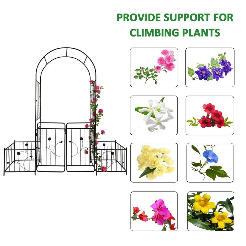 Black Metal Garden Climbing Plants Support Rose Arch Outdoor