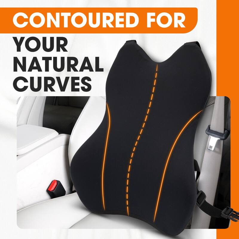 Cheer Collection Lumbar Support Pillow for Car with Memory Foam and Washable Cover