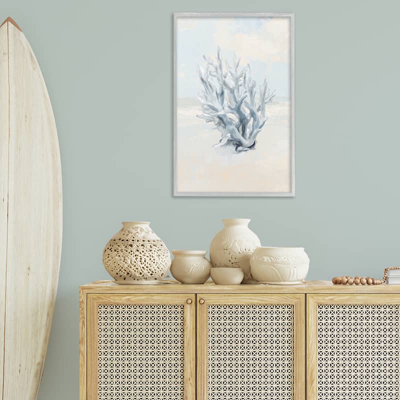 Stupell Soft Minimal Coral Branch Framed Giclee Art Design By Ramona Murdock