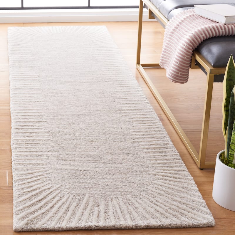 SAFAVIEH Handmade Abstract Deema Modern Wool Rug - 2'3" x 8' Runner - Natural/Ivory - Runner