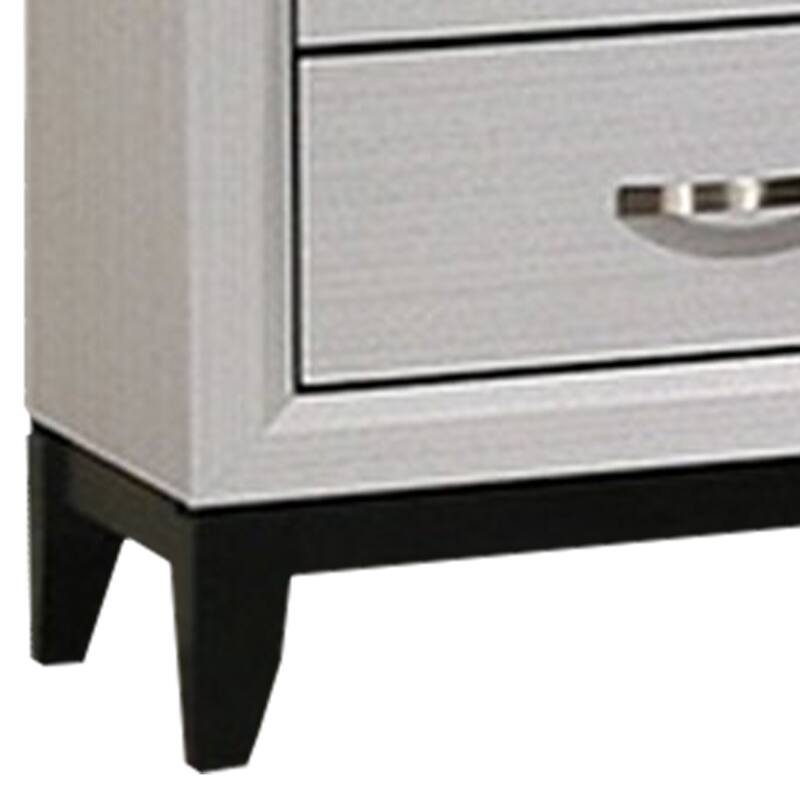 White/Black 2 Drawer 23.5 in. W Nightstand with Sturdy Hardware and Ample Storage