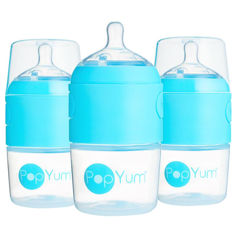 PopYum 5 oz Anti-Colic Formula Making Baby Bottle - 3-Pack - Blue