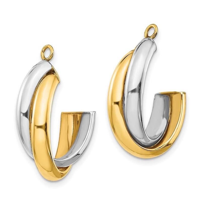 Curata 14k Two Tone Gold Polished Double J Hoop Earrings Jackets - 20x8mm