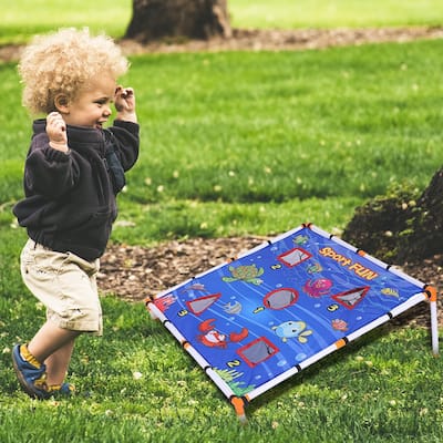 PVC Frame Corn Hole Game Set with 3 Bags and 3 Balls Outdoor Indoor Game Set Play games with friends and family