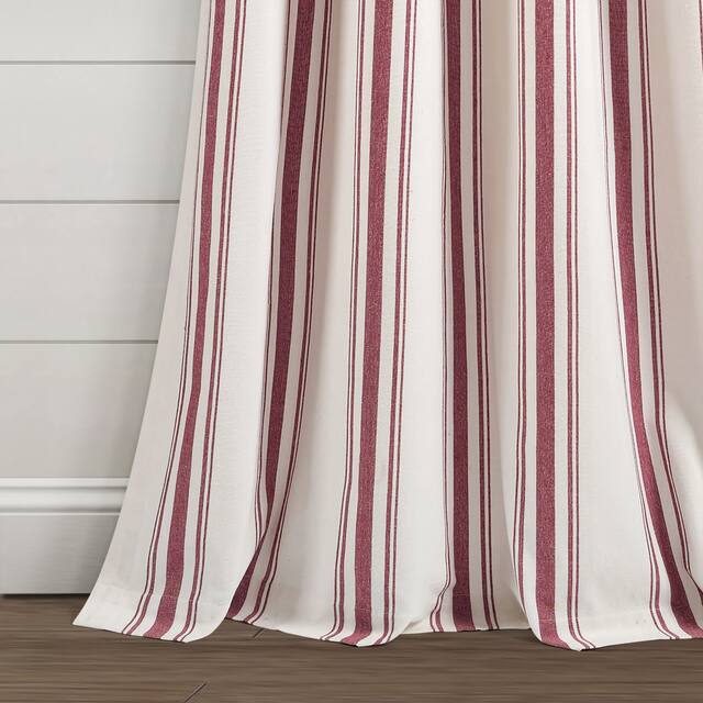 Lush Decor Farmhouse Stripe Yarn Dyed Cotton Window Curtain Panel Pair