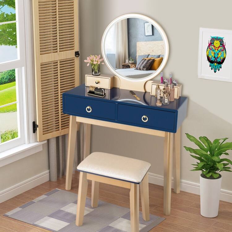 Set 3 Makeup Vanity Table Color Lighting Jewelry Divider Dressing Table - 52.5" x 31.5" x 16" (L x W x H)