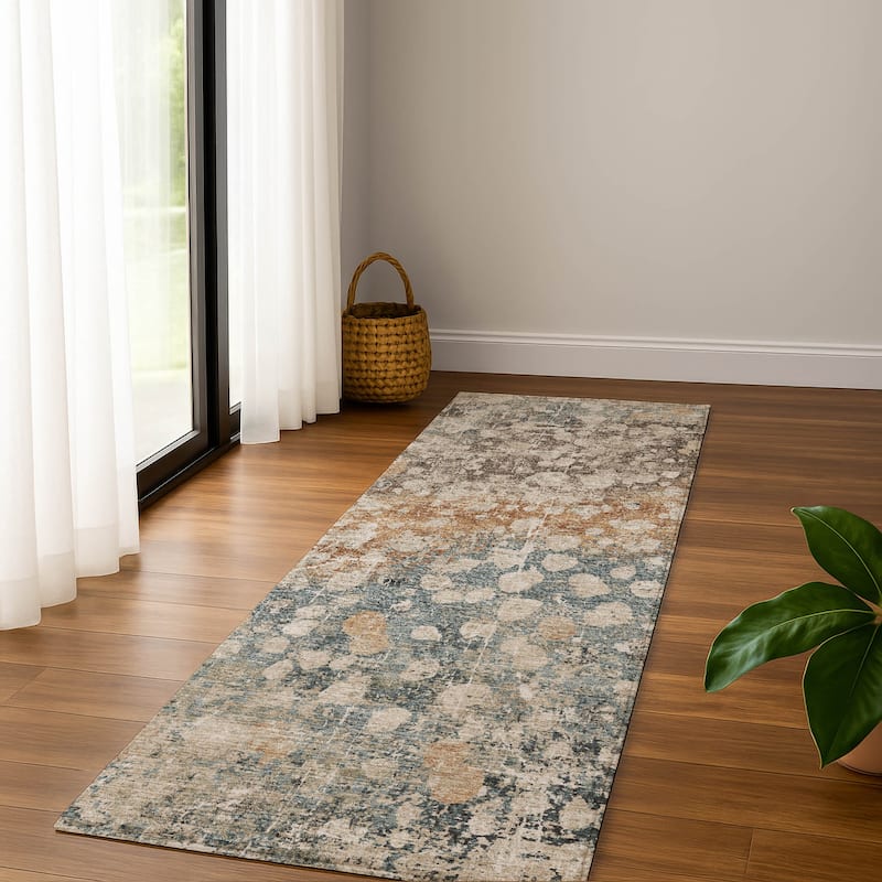 Premium Washable Super Soft Modern Splatter Mayfield Rug - Putty - 2'3" x 7'6"