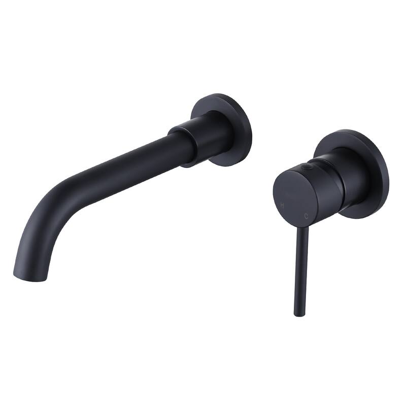 WOWOW Wall Mount Single Handle Bathroom Faucet - Matte Black