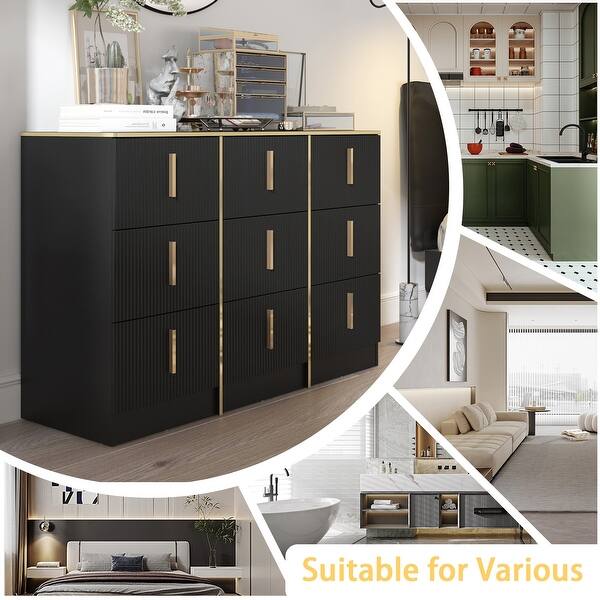 slim fit dress slacks Lane Furniture Black Lacquer and Brass 9 Drawer Dresser