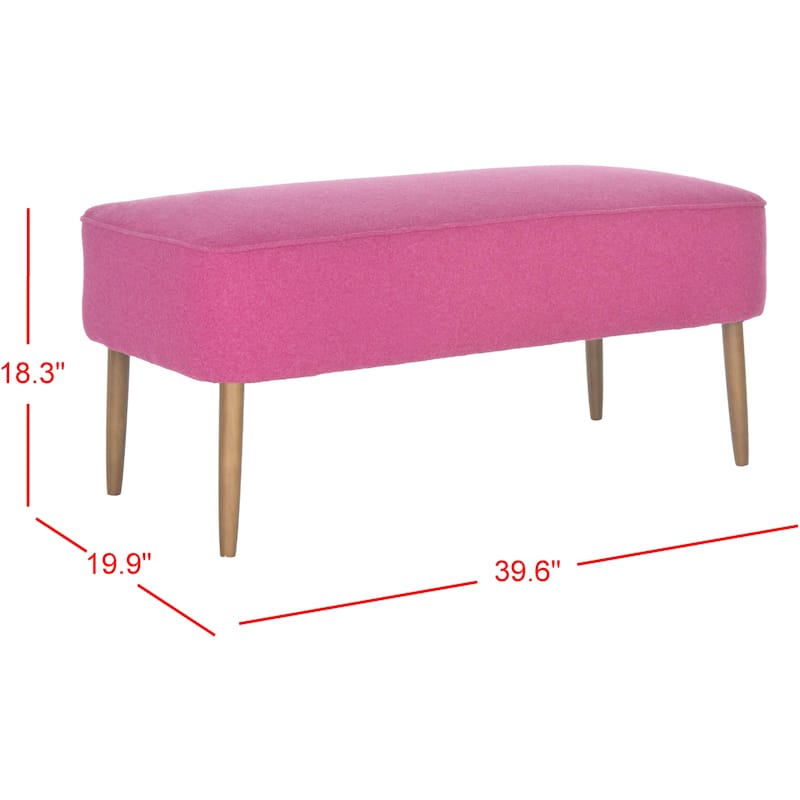 SAFAVIEH Ariane Mid Century Orange Wool Bench - 39.6" x 19.9" x 18.3" - 40Wx20Dx18H