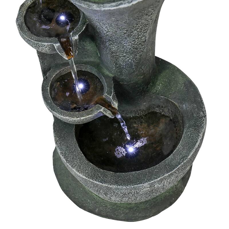 23.8''H Outdoor Water Fountain with LED Curved Indoor Fountain