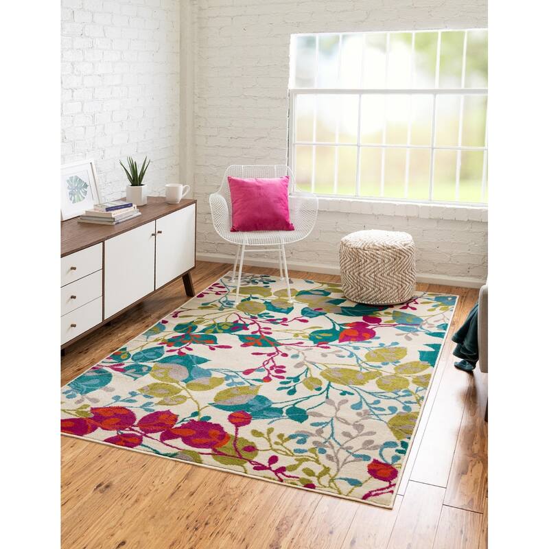 Contemporary Chorisia Collection Area Rug - 4'x6' - Ivory