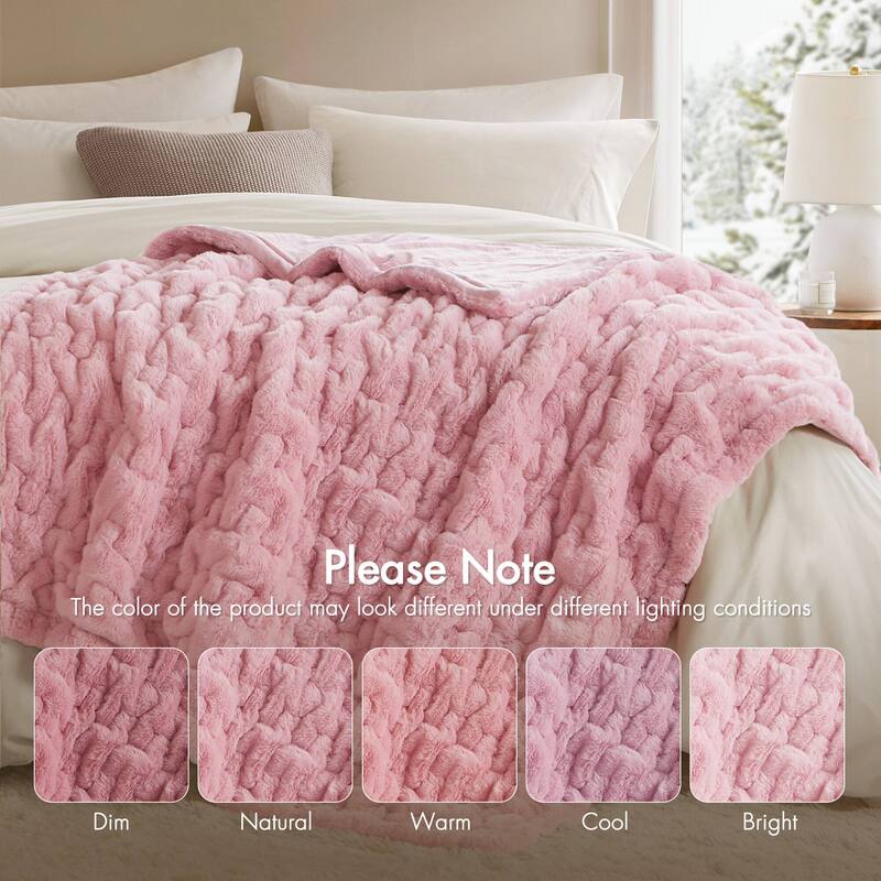 Madison Park Ruched Fur Throw