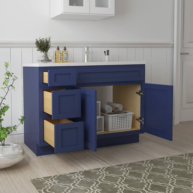 Vanity Art 51" Oak Freestanding Bathroom Vanity Cabinet without Top
