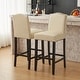 preview thumbnail 4 of 64, Logan Bonded Leather Backed Barstool (Set of 2) by Christopher Knight Home Set of 2 - Walnut Frame+Beige PU - Bar Height