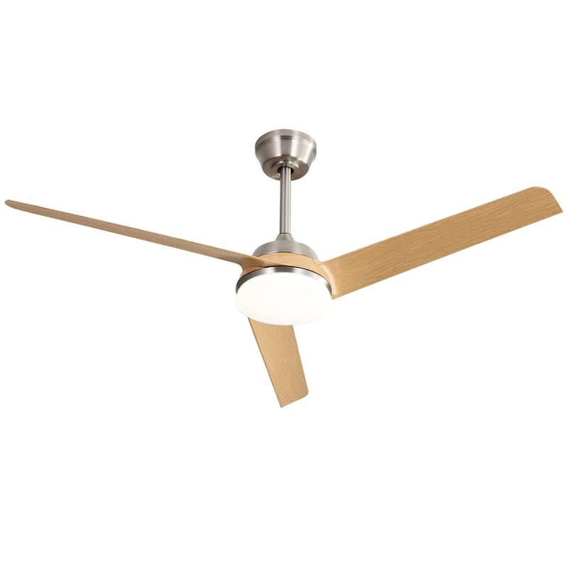 52-In Indoor/Outdoor Modern Integrated LED Nickel Ceiling Fan with Light and Remote Control