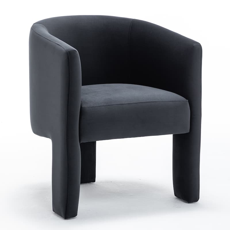 SEYNAR Modern Velvet Accent Chair, Upholstered Barrel Chair with Unique Solid Base for Living Room Soft Club Chair