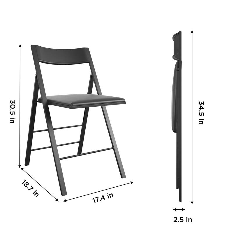COSCO Modern Slim Line Vinyl Padded Folding Chair, 2-Pack