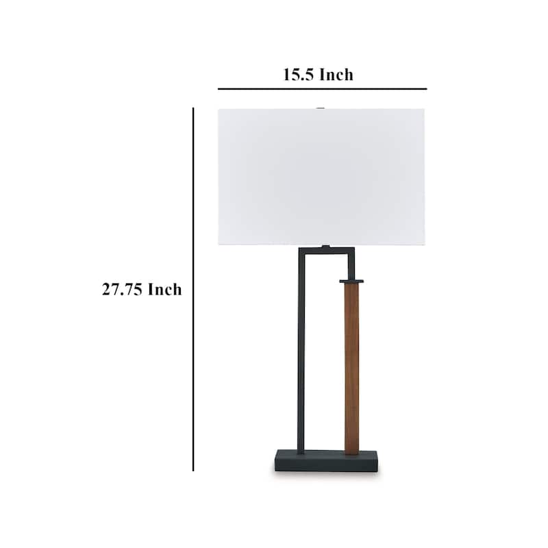 Table Lamp Set of 2, Curved Wired Bronze Base, White Fabric Shade